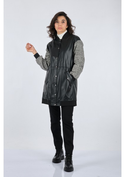 Oversize Midi Deri Kaban - Minimalist & Şık