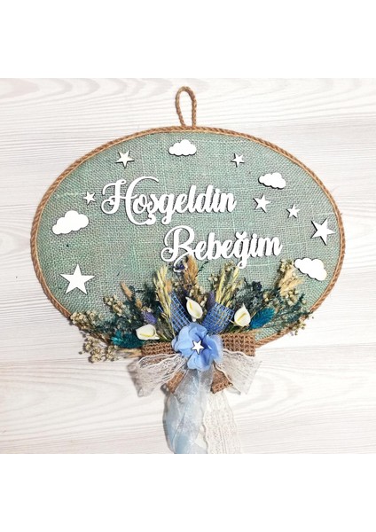 Erkek Bebek Odası Kapı Süsü, Hastane Kapı Süsü, Duvar Süsü, Isim Tabelası, Bebek Çelengi (1 Adet) Mavi - 36000