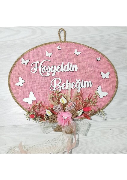 Kız Bebek Odası Kapı Süsü, Hastane Kapı Süsü, Duvar Süsü, Isim Tabelası, Bebek Çelengi (1 Adet) Pembe - 36001