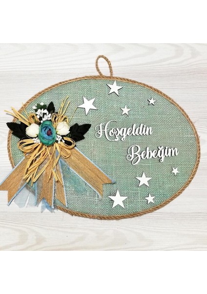 Erkek Bebek Odası Kapı Süsü, Hastane Kapı Süsü, Duvar Süsü, Isim Tabelası, Bebek Çelengi (1 Adet) Mavi - 36004