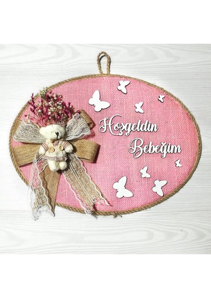 Kız Bebek Odası Kapı Süsü, Hastane Kapı Süsü, Duvar Süsü, Isim Tabelası, Bebek Çelengi (1 Adet) Pembe - 36009