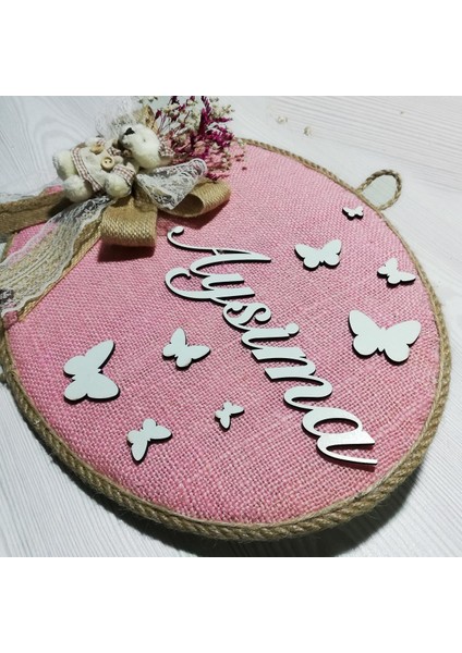 Kız Bebek Odası Kapı Süsü, Hastane Kapı Süsü, Duvar Süsü, Isim Tabelası, Bebek Çelengi (1 Adet) Pembe - 36009