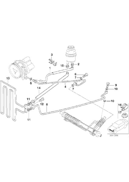 Bmw Uyumlu E38 ve E39 M52 M54 Motor Direksiyon Yağ Hortumu 32411094306