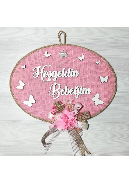 Kız Bebek Odası Kapı Süsü, Hastane Kapı Süsü, Duvar Süsü, Isim Tabelası, Bebek Çelengi (1 Adet) Pembe - 36021