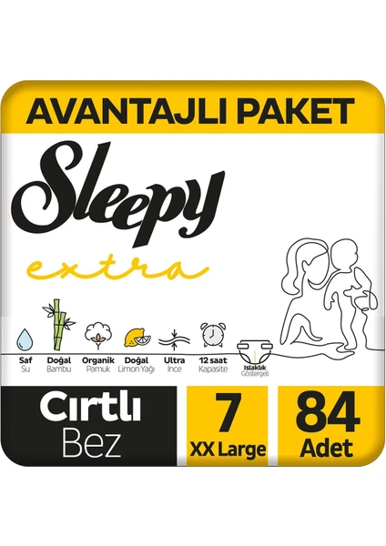 Extra Günlük Aktivite Avantajlı Paket Bebek Bezi 7 Numara Xxlarge 84 Adet