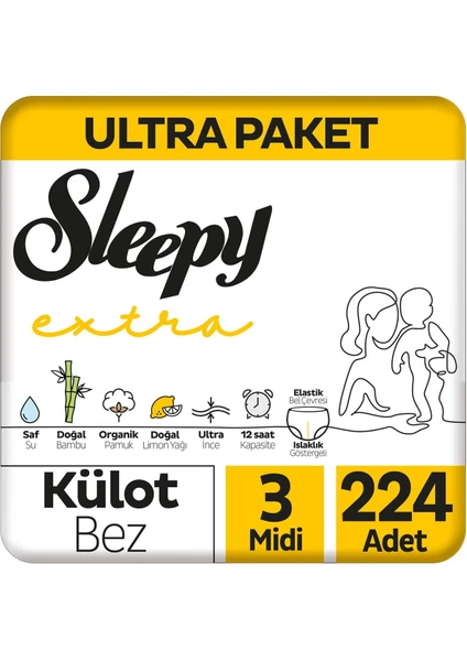 Extra Günlük Aktivite Ultra Paket Külot Bez 3 Numara Midi 224 Adet