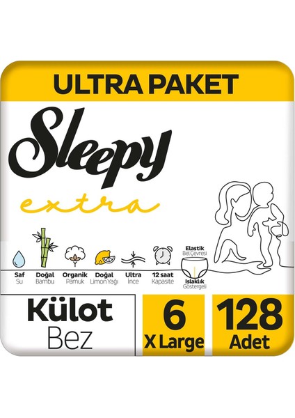 Extra Günlük Aktivite Ultra Paket Külot Bez 6 Numara Xlarge 128 Adet