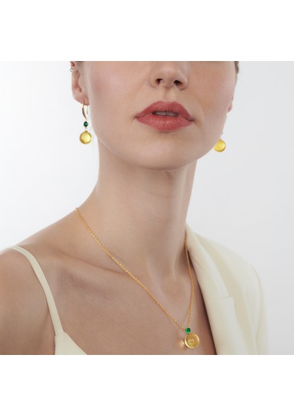 Swarovski Taşlı Gümüş Kehribar Kolye