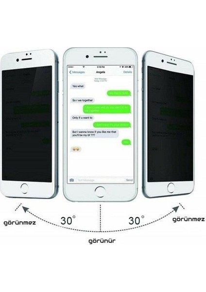 Apple iphone 8 Plus Mat Hayalet Ekran Gizli Privacy Tam Kaplayan Kırılmaz Cam Seramik Ekran Koruyucu Beyaz fiyatları