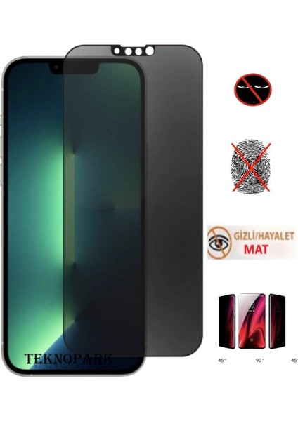 Apple iphone 13 Pro Max Mat Hayalet Ekran Gizli Privacy Tam Kaplayan Kırılmaz Cam Seramik Ekran Koruyucu