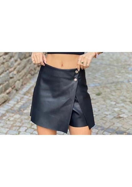 Kadın Fermuarlı Suni Deri Şort Etek fırsatları