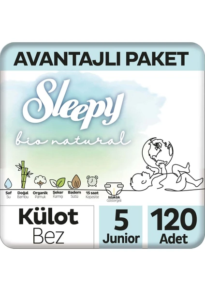 Bio Natural Avantajlı Paket Külot Bez 5 Numara Junior 120 Adet