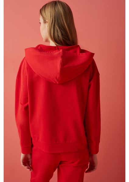 Kırmızı In Love Hood Sweatshirt modelleri