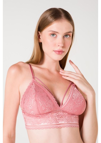 Desteksiz Süngerli Hortum Detaylı Bralet - Gül Kurusu - 90B fiyatları