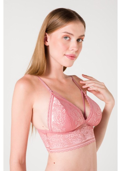 Desteksiz Süngerli Hortum Detaylı Bralet - Gül Kurusu - 90B fırsatları