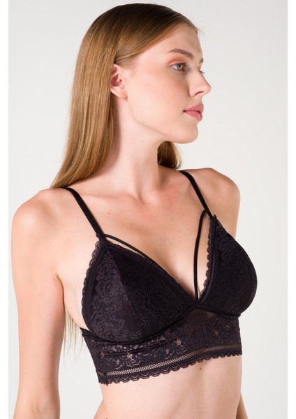 Desteksiz Süngerli Hortum Detaylı Bralet - Siyah - 85B fiyatları