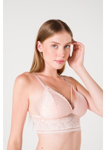 Desteksiz Süngerli Hortum Detaylı Bralet - Somon - 85B fiyatları