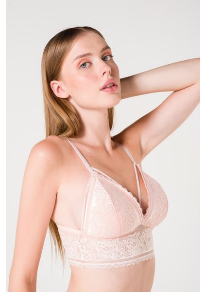 Desteksiz Süngerli Hortum Detaylı Bralet - Somon - 85B modelleri