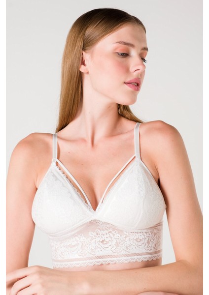 Desteksiz Süngerli Hortum Detaylı Bralet - Ekru - 85B fırsatları