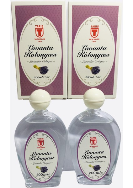 Tariş Lavanta Kolonyası 80 Derece 200ML Cam Şişe - 2'li Set