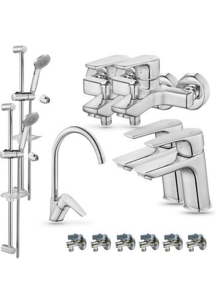 Eca Nıobe Set 6 Banyo Batarya Duş Takımı Set 13 Parça
