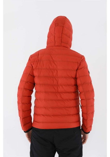 Regular Erkek Kapşonlu Uzun Kol Basic Kiremit-Siyah Mont 19094 fırsatları