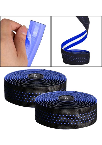 2x Eva Pu Bisiklet Gidon Bant Çubuğu Bantlar Kolu Sarar Anti Kayma Sarma Mavi fiyatları