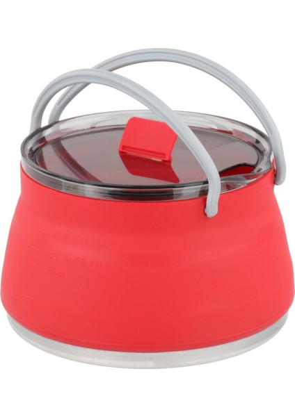 Taşınabilir Katlanabilir Silikon Pişirme Pot Piknik Su Isıtıcısı Çaydanlık Yemek Kırmızı