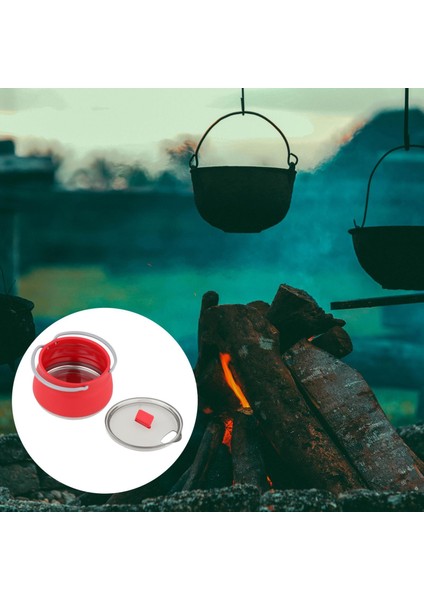 Taşınabilir Katlanabilir Silikon Pişirme Pot Piknik Su Isıtıcısı Çaydanlık Yemek Kırmızı modelleri