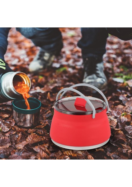 Taşınabilir Katlanabilir Silikon Pişirme Pot Piknik Su Isıtıcısı Çaydanlık Yemek Kırmızı fırsatları