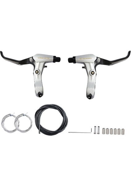 Bisiklet Fren Kolları Kabloları ile Set Mtb Bisiklet V-Fren Kolu Gümüş