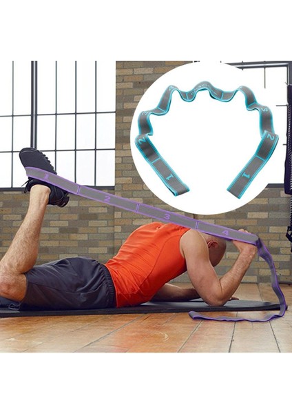 Yoga Çekme Kayışı Fitness Egzersiz Bale Germe Bant Döngü Blue_9 Döngüler fırsatları