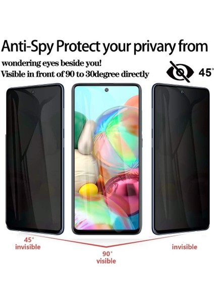 Samsung Galaxy A70 Gizlilik Filitreli Screen Protector Hayalet Privacy Cam