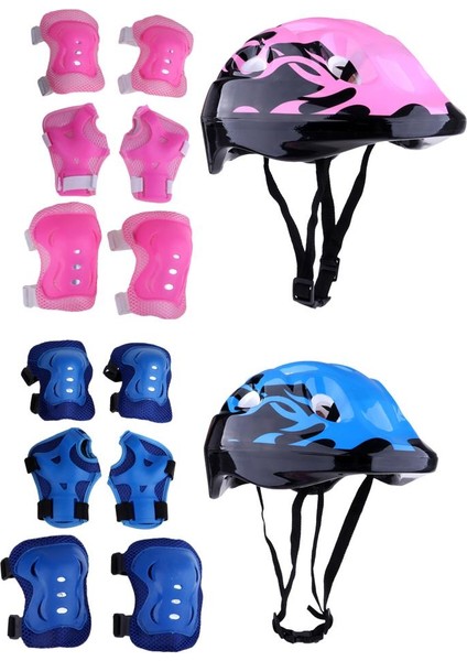 2 Paketler Çocuklar Spor Koruyucu Dişli Seti, Kask ve El Bilek, Dirsek, Diz, Kaykay, Paten, Scooter, Bisiklet Için