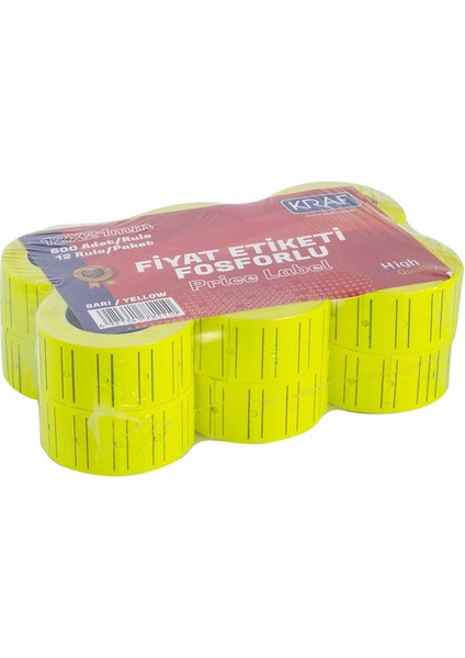 Motex Etiket 12X21 mm Fosforlu Sarı
