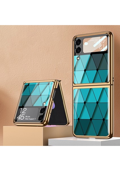 Samsung Galaxy Z Flip3 5g Gkk Galvanik Temperli Cam Boyalı Telefon Kılıfı Için (Yurt Dışından)