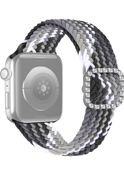Ayarlanabilir Naylon Örgülü Esneklik Elmas Toka Apple Watch Uyumlu Series 7 & 6 & Se & 5 & 4 44MM / 3 & 2 & 1 42MM Için Yedek Strap Watch Uyumluband (Yurt Dışından)
