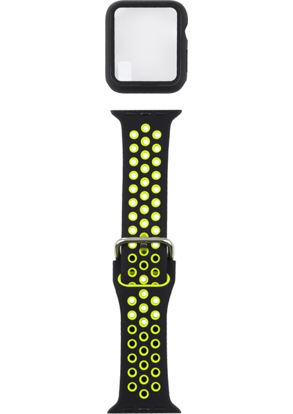 Silikon Yedek Kayış Watch Uyumluband + Koruyucu Kılıf Ekran Koruyucu ile Set Apple Watch Uyumlu Serisi 3 & 2 & 1 42MM (Yurt Dışından)