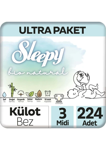 Bio Natural Ultra Paket Külot Bez 3 Numara Midi 224 Adet