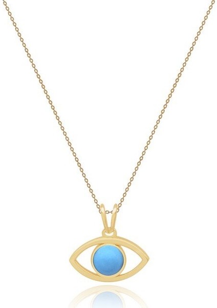 14 Ayar Sarı Altın Firuze Taş Kolye