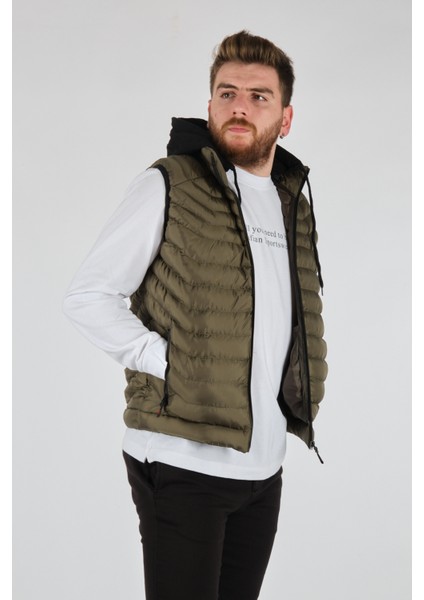 Erkek Kapüşonlu Oversize Şişme Yelek - Minimalist Tasarım modelleri