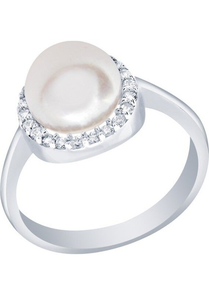 Beyaz Altın 14 Ayar Inci Yüzük