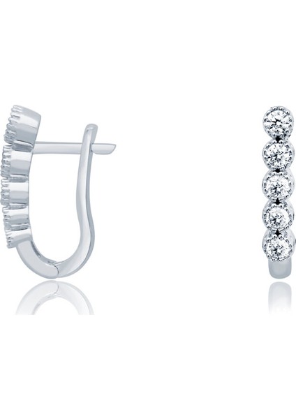 14 Ayar Beyaz Altın J Küpe