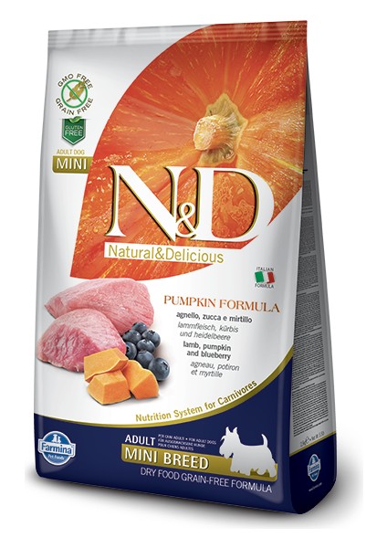 N-D Pumpkin Tahılsız Bal Kabaklı Kuzu Etli Yaban Mersinli Küçük Irk Yetişkin Köpek Maması 2.5 kg fırsatları