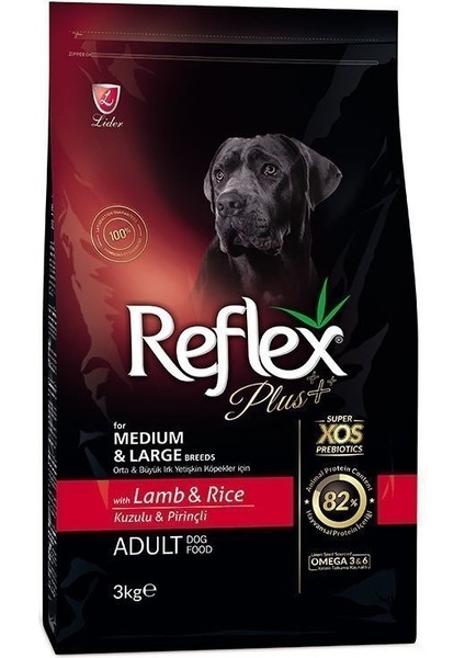 Plus Orta ve Büyük Irk Kuzu Etli Yetişkin Köpek Maması 3 kg