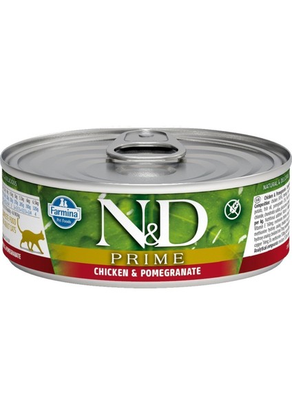 Prime Tahılsız Tavuk ve Narlı Yetişkin Kedi Konservesi 80 gr