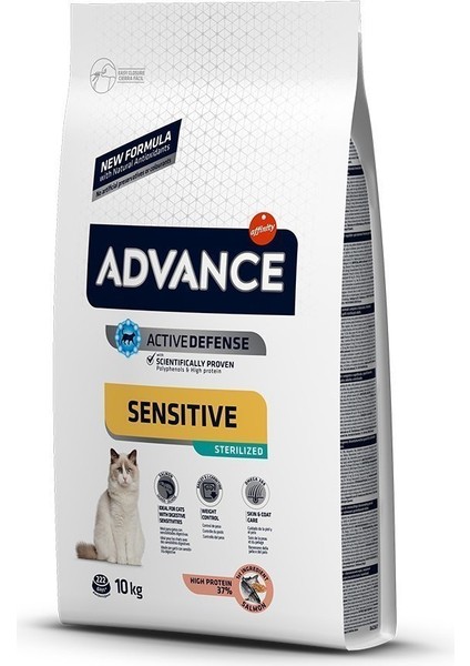 Sterilised Sensitive Somonlu Kısırlaştırılmış Yetişkin Kedi Maması 10 kg