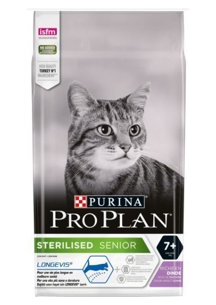 Pro Plan +7 Yaş Için Hindili Kısırlaştırılmış Yaşlı Kedi Maması 3 kg
