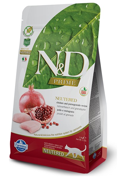 N-D Prime Tahılsız Tavuklu Narlı Kısırlaştırılmış Kedi Maması 1.5 kg