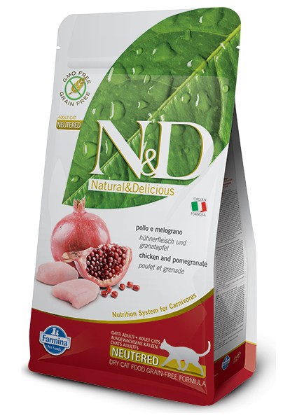 N-D Prime Tahılsız Tavuklu Narlı Kısırlaştırılmış Kedi Maması 1.5 kg